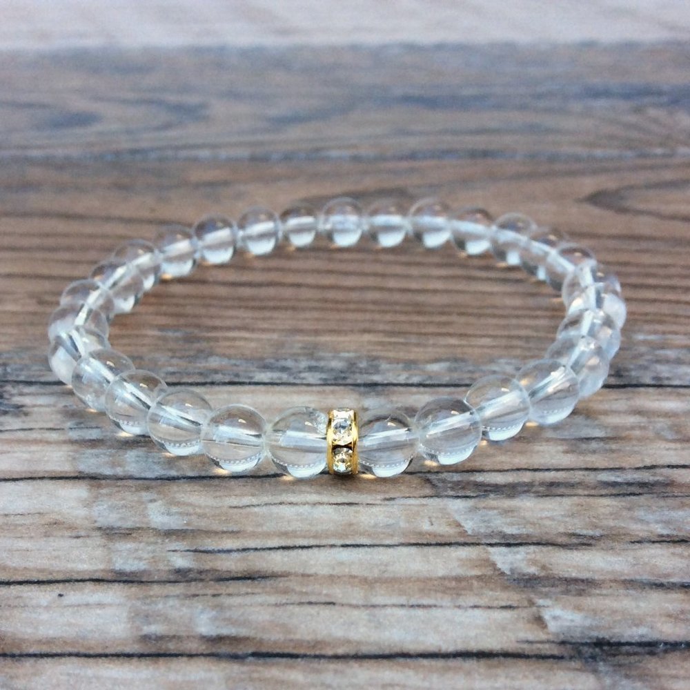 Clear Quartz bracelet, crown chakra, dainty bracelet, crystal healing